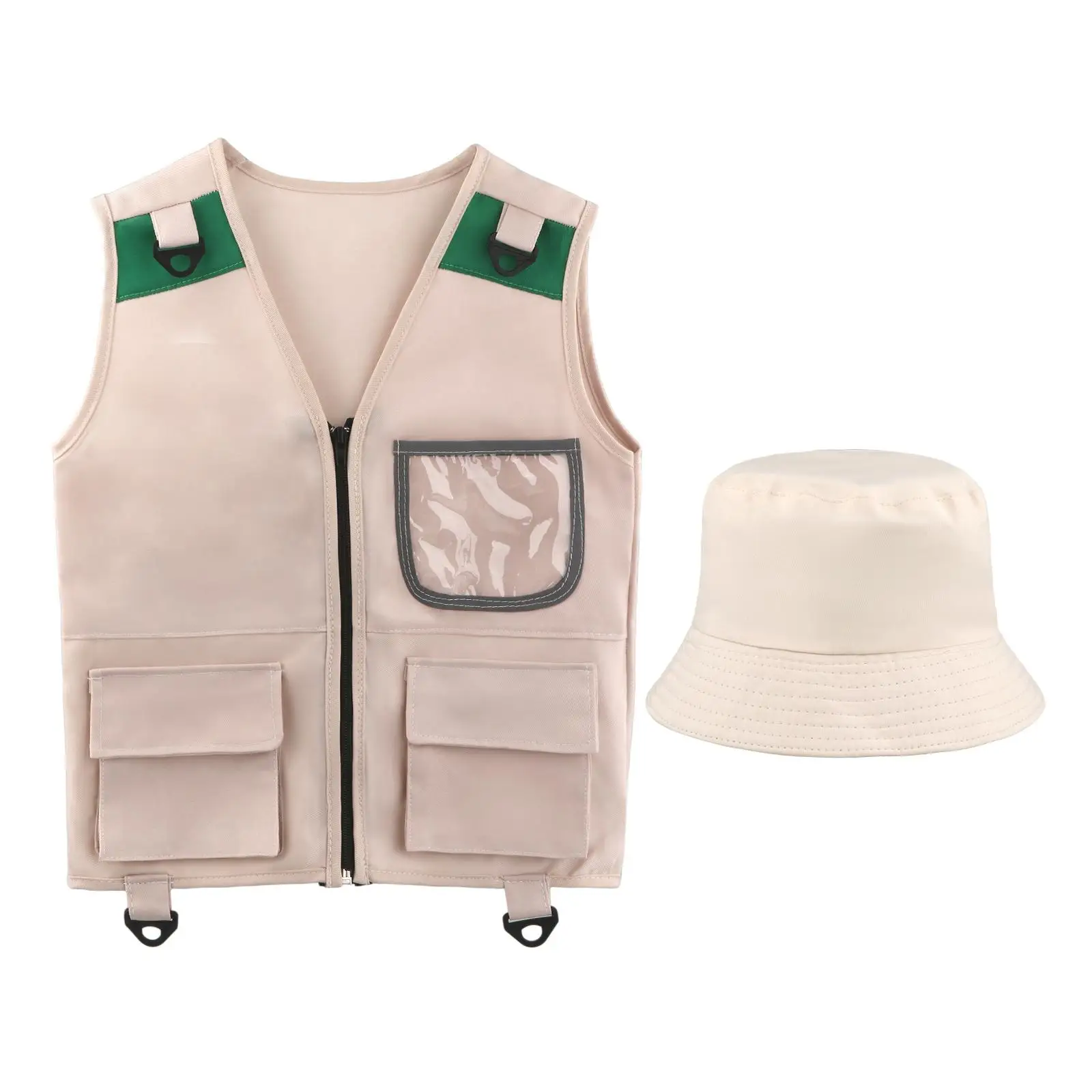 Explorer Kits Cargo Vest and Hat Set Kids Explorer Costume for Outdoor Adventures Boys Girls Halloween Birthday Gift Camping