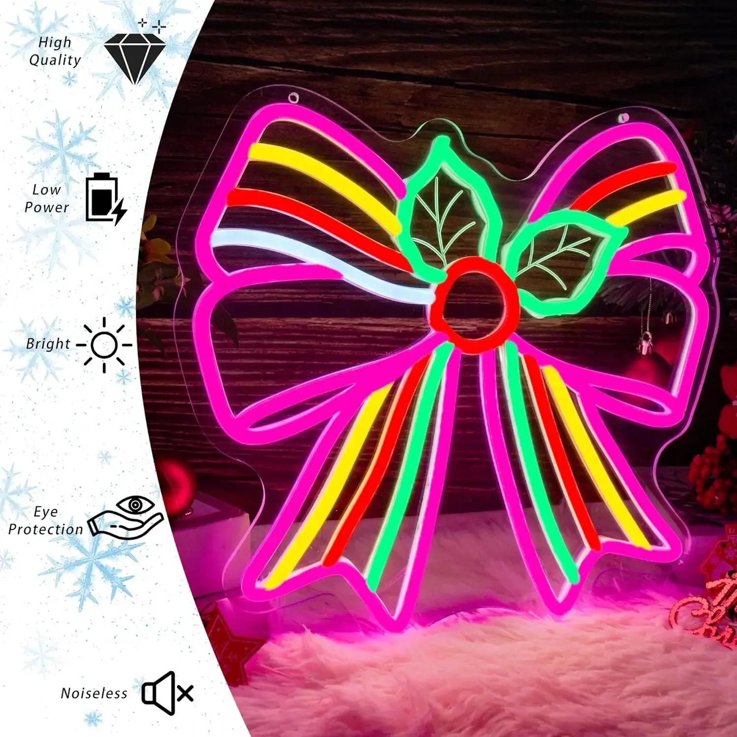Bow  LED Neon Sign USB Dimmable Neon Light Sign for Gameroom Bedroom Bar Livingroom Birthday Party Gift Wall Decoration