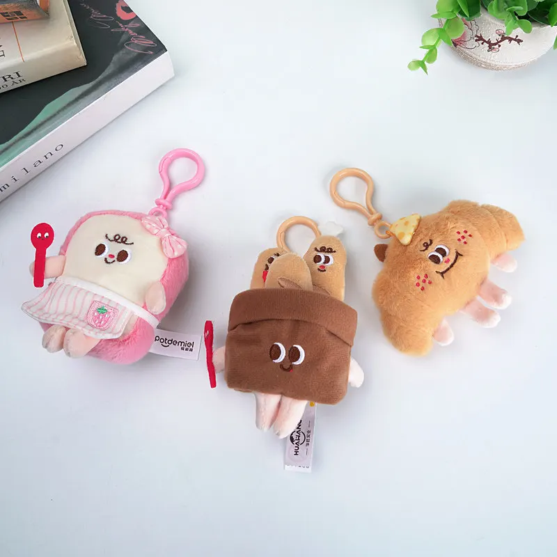 Potdemiel Original Burger Fries Plush Keychain Soft Stuffed Pendant Cartoon Bag Charm Gift Collection Toy view 5