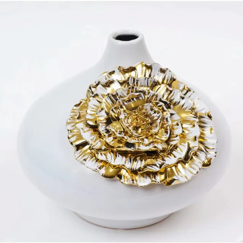 

Luxury Plating Golden Ceramic General Bottle Living Room Dining Table Model Room Flower Arrangement Porch Home