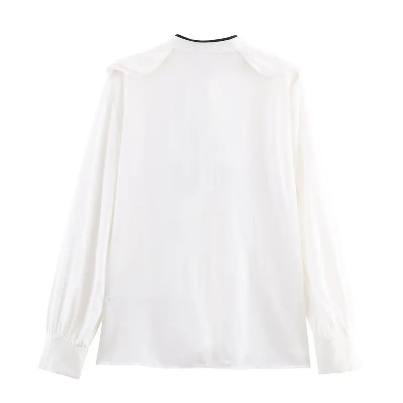 Neuer Winter 2025, faion irt dekorative Schleife für Damen, Knotenfarbe, Blo-Layered-Design, lockere Passform, langer Sve-Blumenkragen