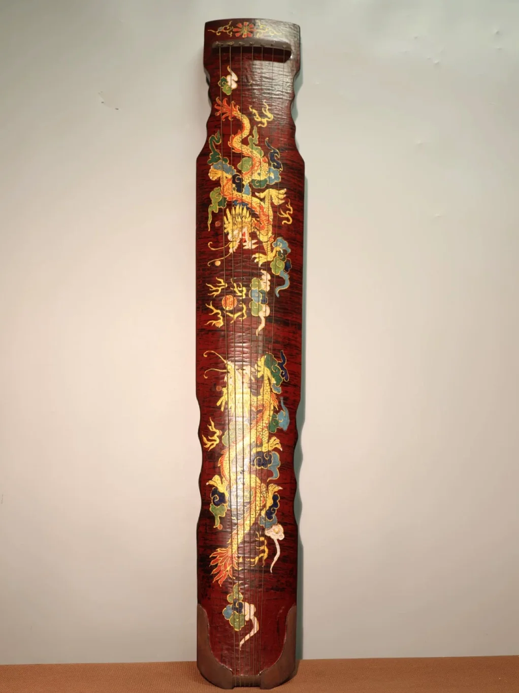

Guqin vintage style Colorful Double Dragon Pattern zither old Collectibles Chinese string instruments