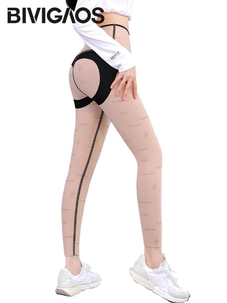 BIVIGAOS – Leggings en cachemire épais et chaud pour femme, pantalon en molleton, taille haute, Slim, pêche, lève-fessier, collection automne-hiver 2022