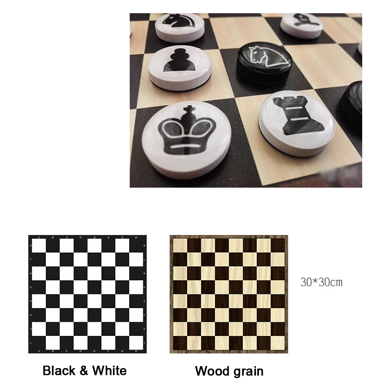 Hot Exquisite Standard Solid Plastic Chess Set Portable Color Leather Pieces Glued Onto Chessboard Child Gifts Puzzle Board Game