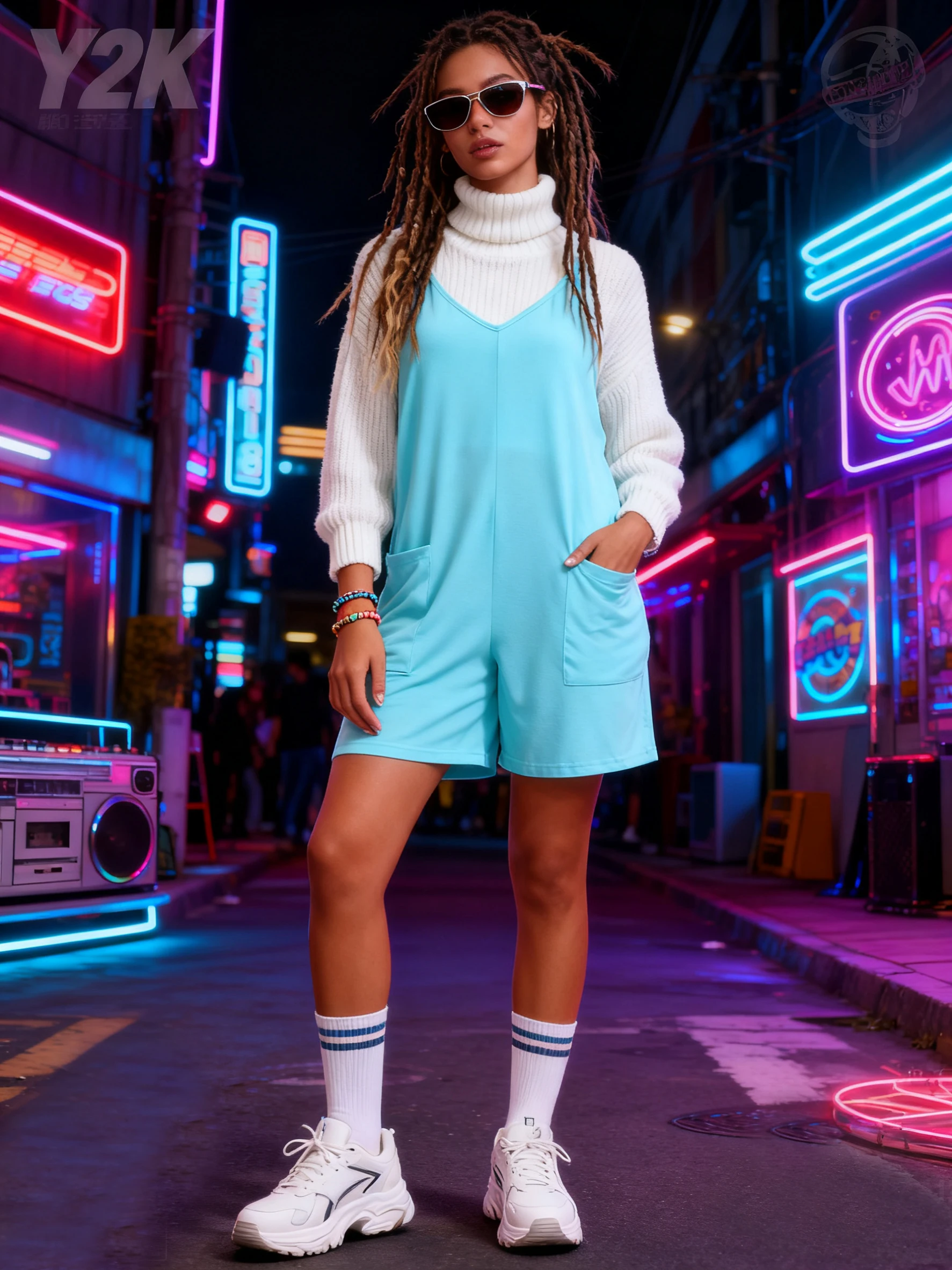 رومبير نسائي كاجوال بدون أكمام مع جيوب، بذلة قصيرة فضفاضة بحمالات رفيعة، بدلة لعب مريحة من قطعة واحدة متماسكة ومطاطة #1