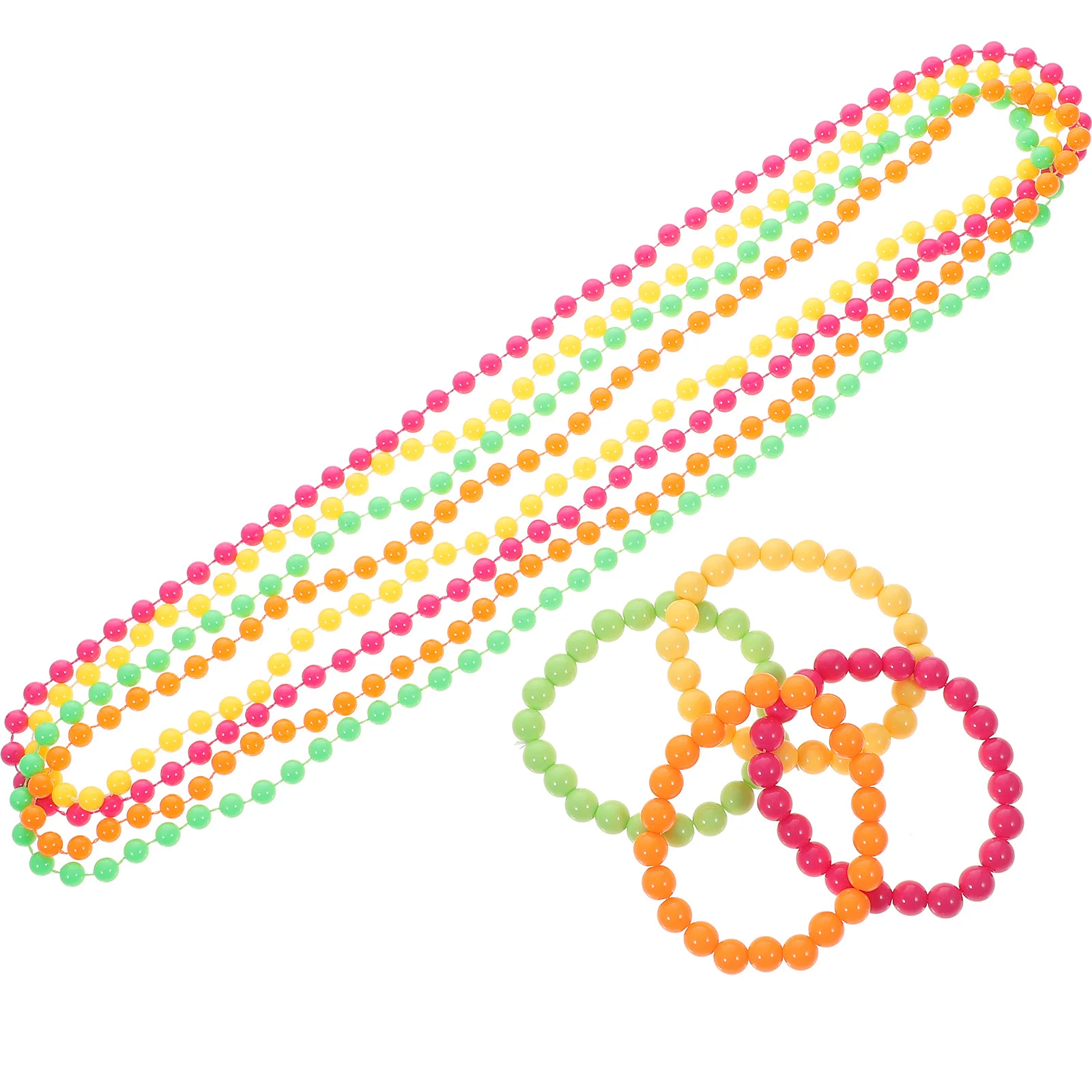 

1Set Four Color Neon Bead Necklace High Quality Plastic Ball Chain for Party Daily Wear Colorful Beaded Necklace