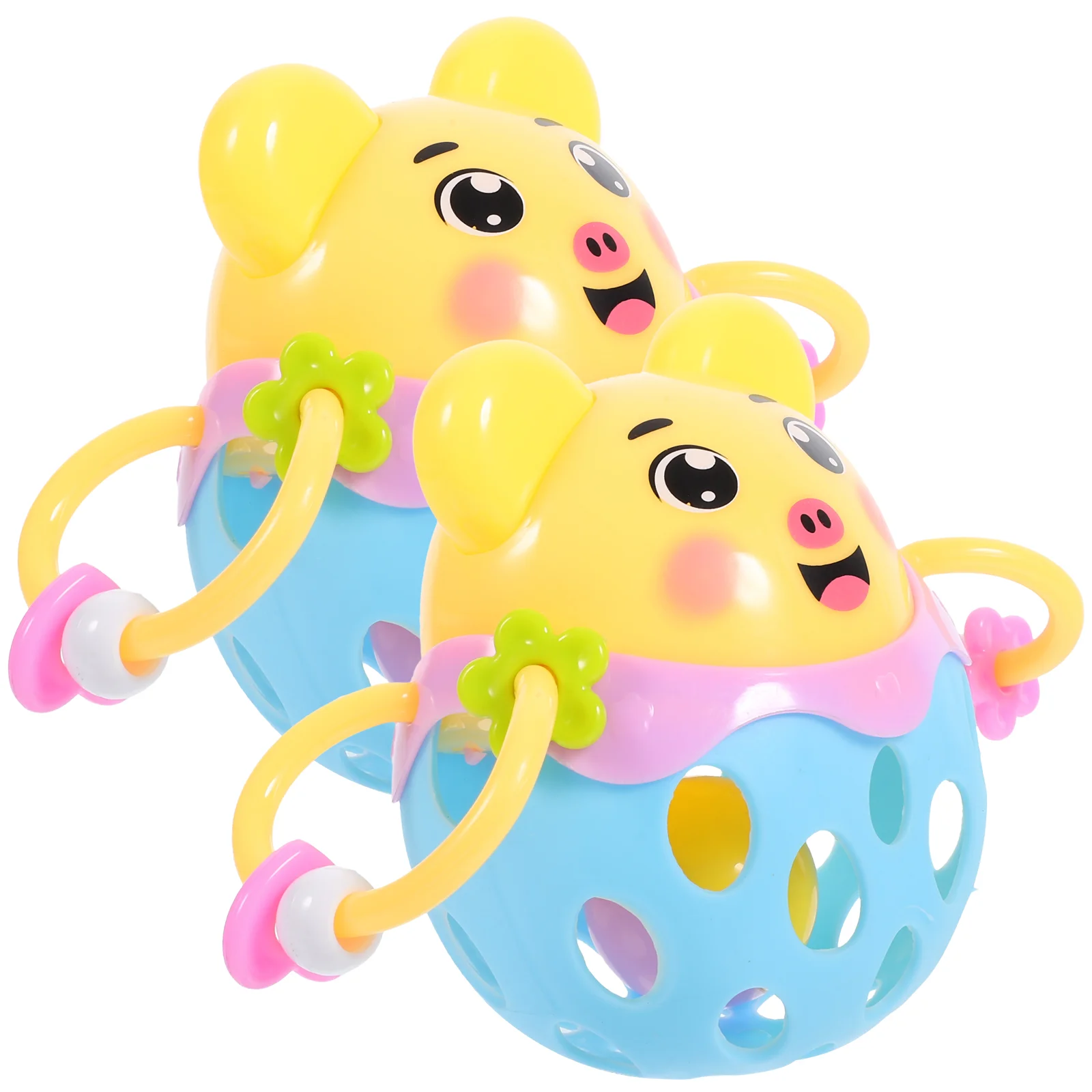 

2 Pcs Catch The Ball Creative Handbell Baby Toys Rattle Plaything Rattles Children's Colorful Infant Soft Rubber Interesting