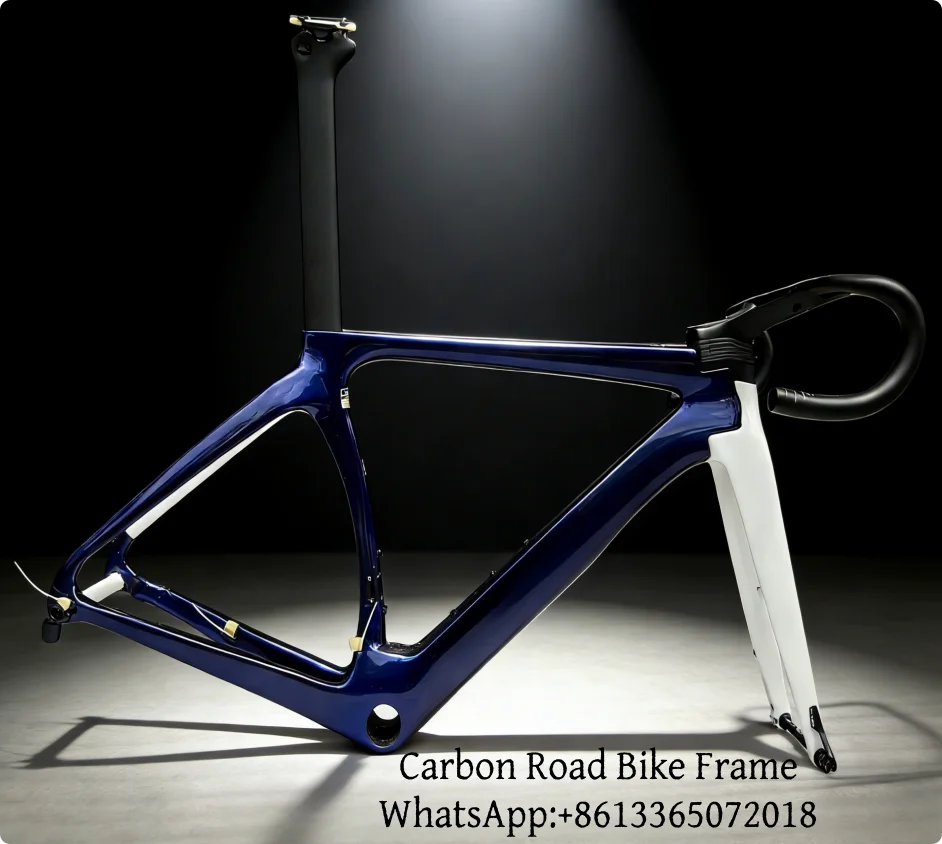 Ultraleichter T1100 Carbon-Rennradrahmen mit Scheibenbremse, 130mm Naben, Di2-Kompatibel, Blau-Chamäleon Fahrradrahmenset