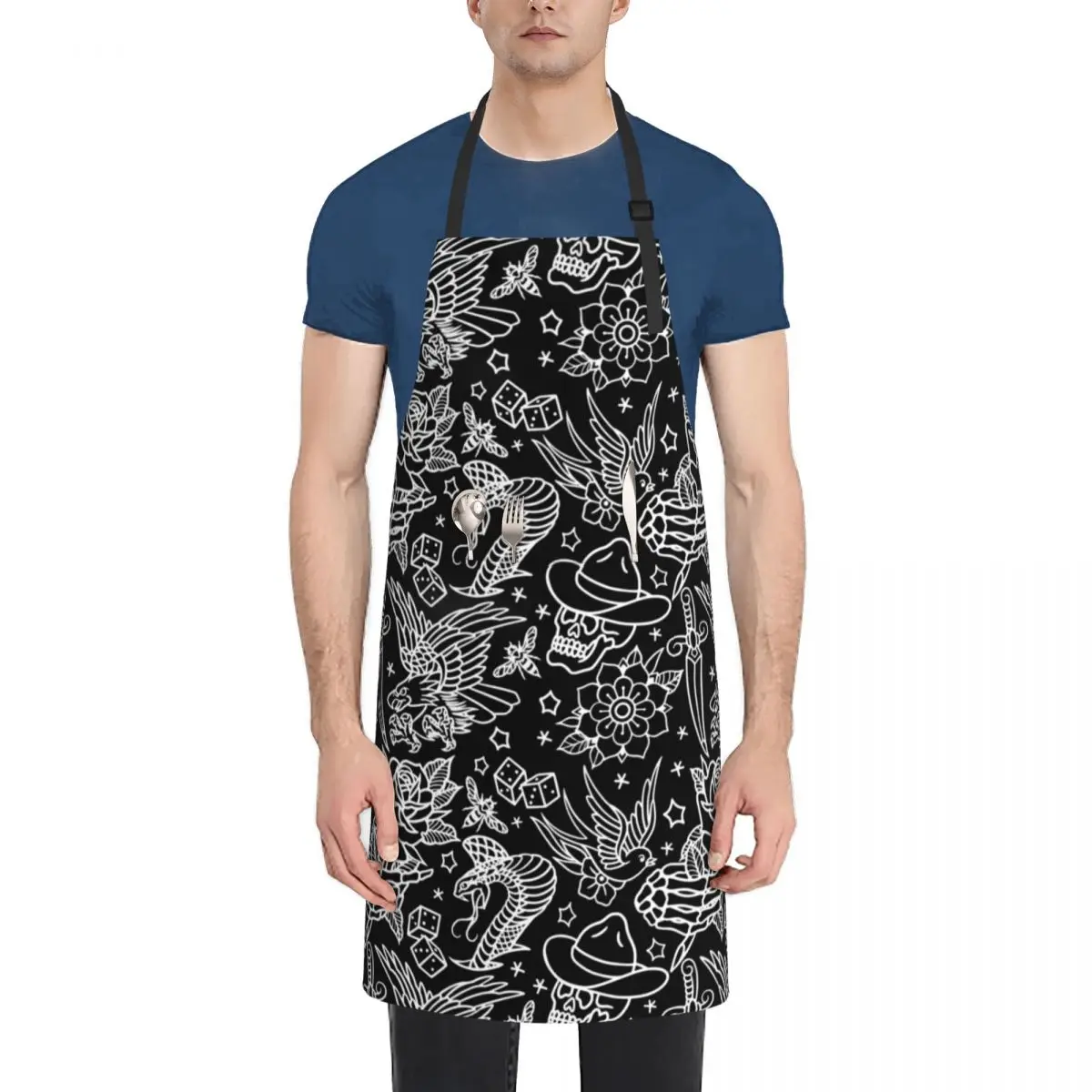 American Traditional Tattoo Flash Print Apron Kitchen Items nail tech supplies Women's Dress Kitchen And Household Goods Apron