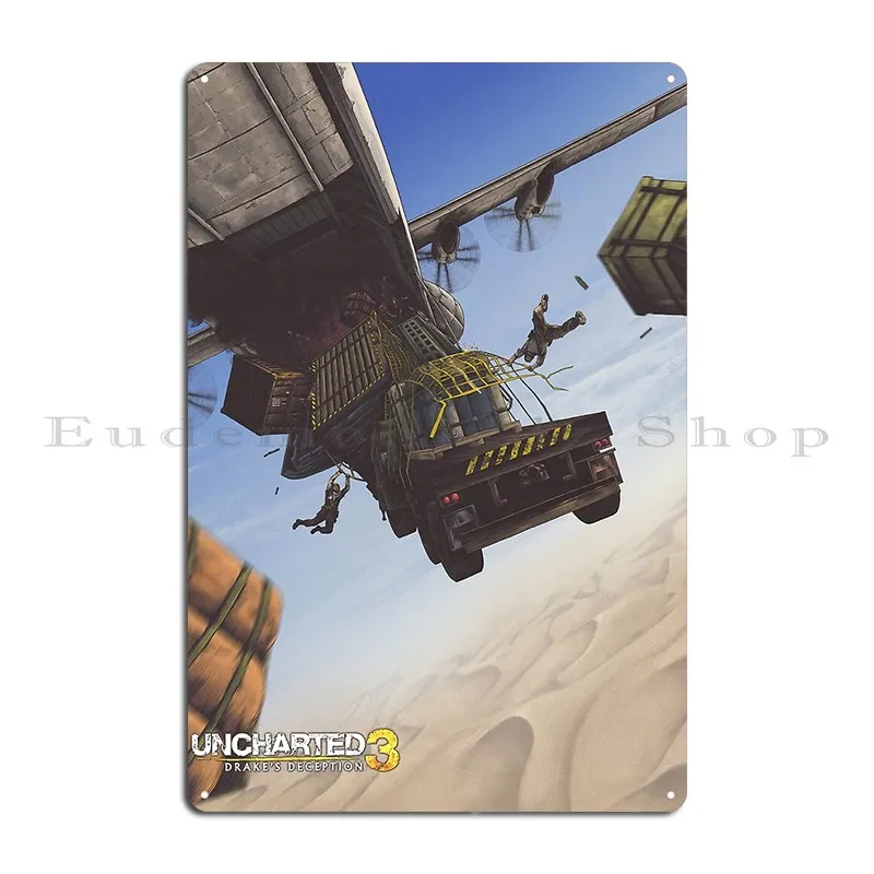 Uncharted 3 Famous Plane Scene Metal Plaque Poster Decoration Wall Decor Designing Cinema Cinema Tin Sign Poster