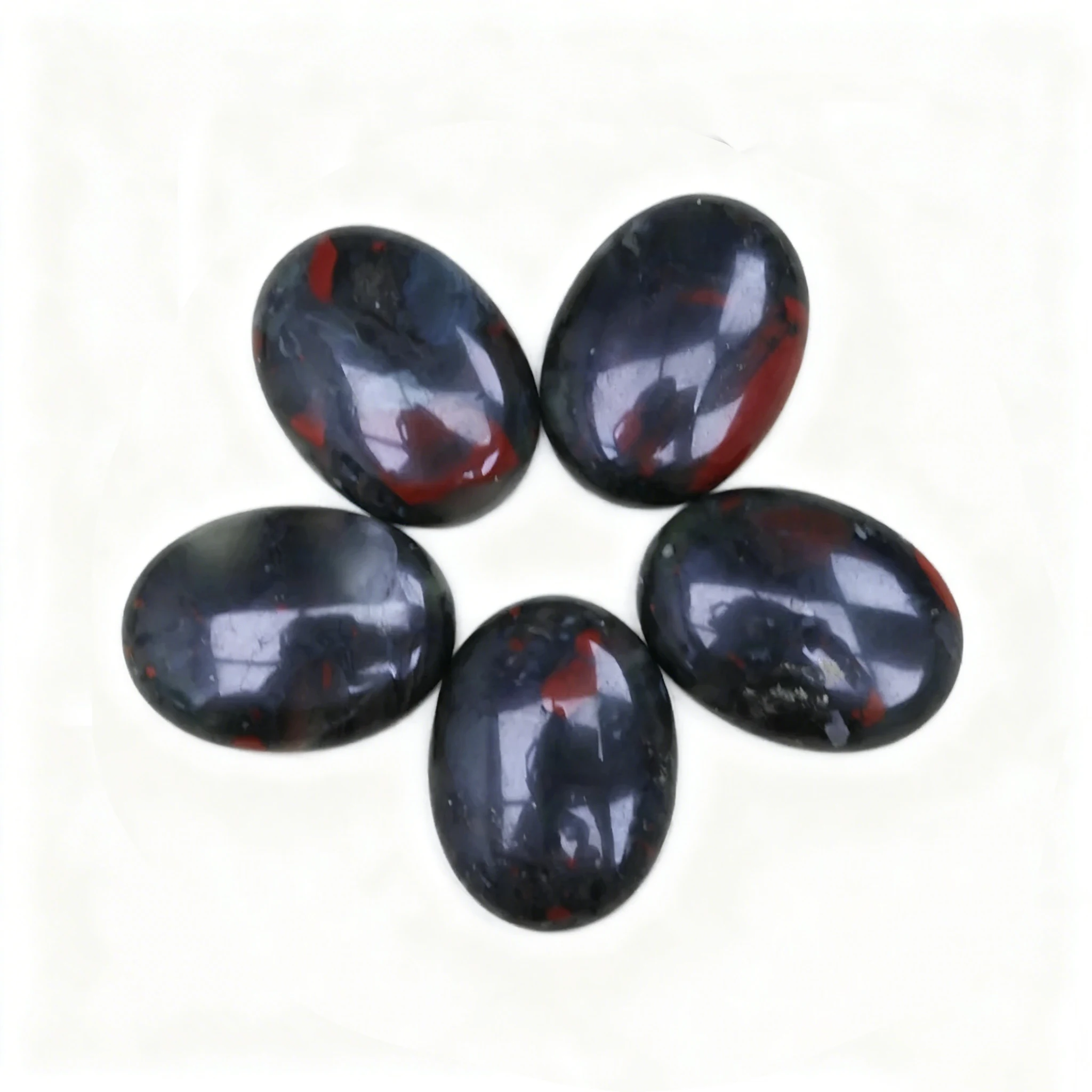 

10pcs Charms Natural Blood Jade Stone Bead Oval Cabochon No Drill Hole Beads for DIY Jewelry Accessories Craft Supplies 30x40mm