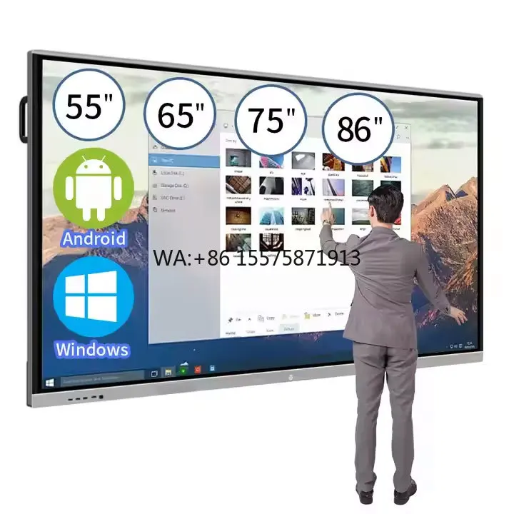 Factory Wholesale 55 65 75 86 98 110 Inch Class Android LCD Digital Display Smart Board Price Interactive Whiteboard for Sale