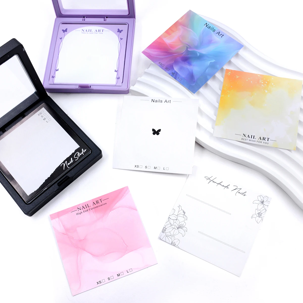 20pcs 7.5x7.5cm Nails Packing Cardboard Handmade Nails Packing Cards Nail Art Display Card Manicure Package Card nailfie Prop