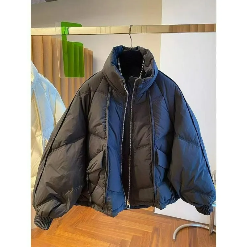 Niche de mode ample décontracté col montant vers le bas vêtements en coton femmes automne et hiver nouveaux vêtements rembourrés de coton veste marée