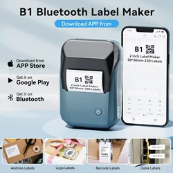 Niimbot B1 Black Label Printer, Impressora Térmica Portátil, Mini Código De Barras, QR Code, Papel Adesivo, Rolls Colorido Maker Cable