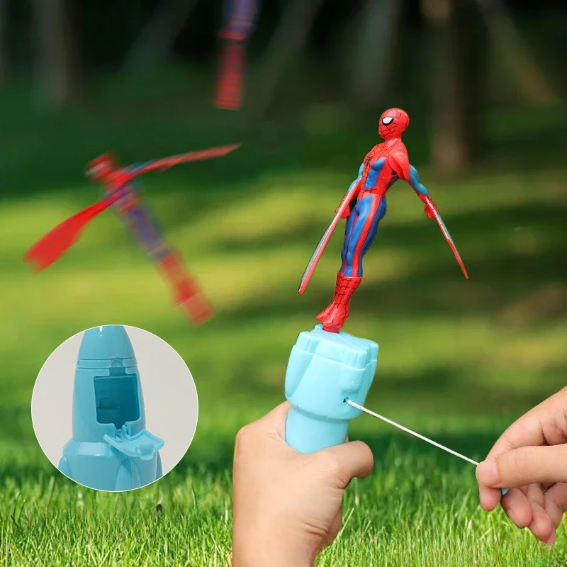 Hasbro Marvel Iron Man Captain America Spider-Man Flying Toy String Flying Toy Outdoor Bamboo Dragonfly Toy Children\'s Gift