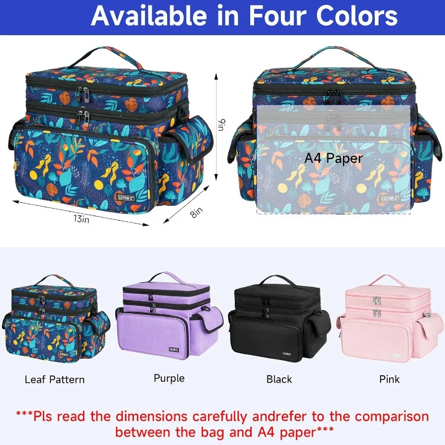 大きな二層式の裁縫用品オーガナイザー、リーフ柄のデザインで持ち運びや旅行に最適、裁縫道具の保管に最適です。