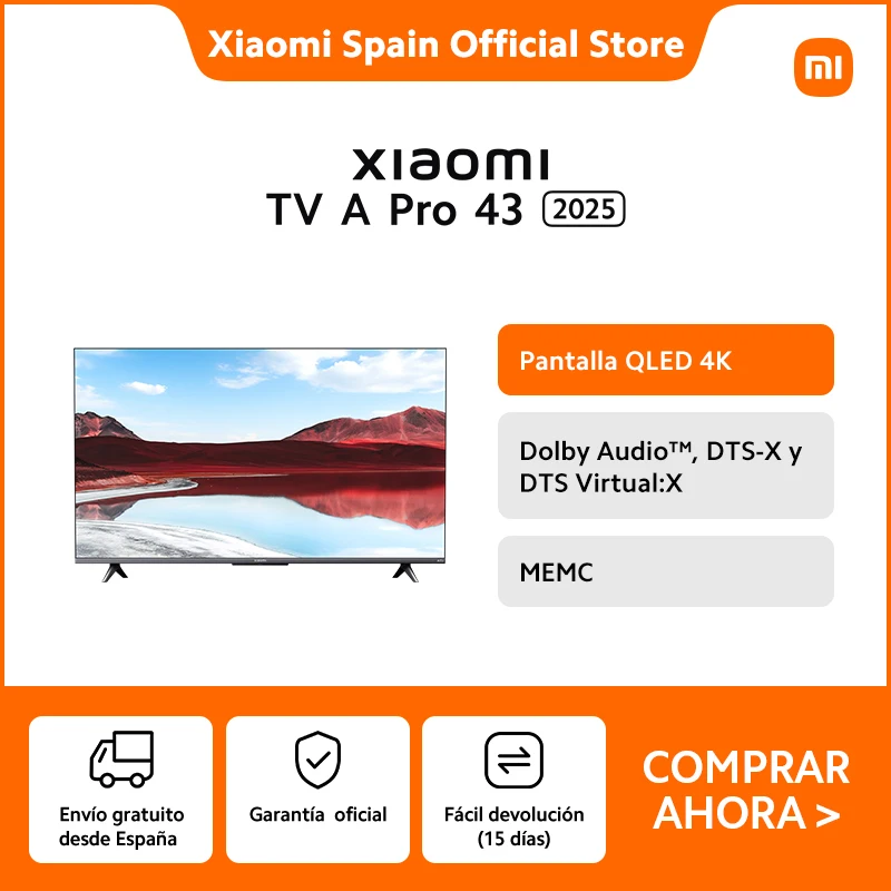 [رسمي] شاشة Xiaomi Tv a Pro 43 2025، 4K Qled، Dolby Audio ™   ، Dts:X، Dts Virtual:X، Memc