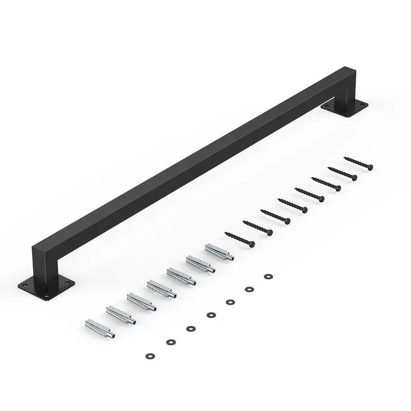 

Iron Stair Railing 4ft For Loft Porch Deck, 250lbs Load Capacity Industrial Design Square Tube 2 Sections Wall Mounted Indoor Steps Support