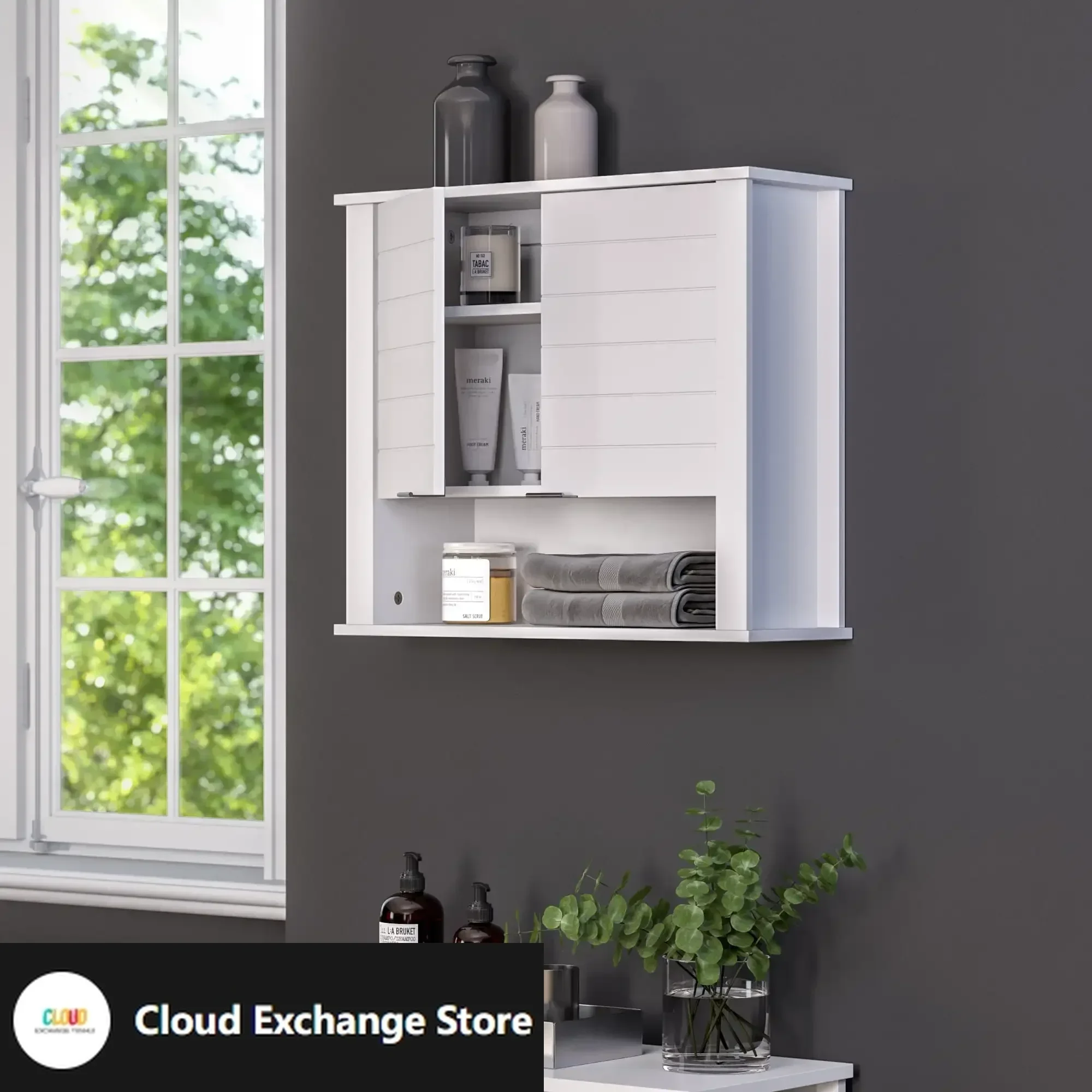 

Madison Two-Door Bathroom and Laundry Wall Mount Storage Medicine Cabinet with Fixed and Adjustable Shelf - White