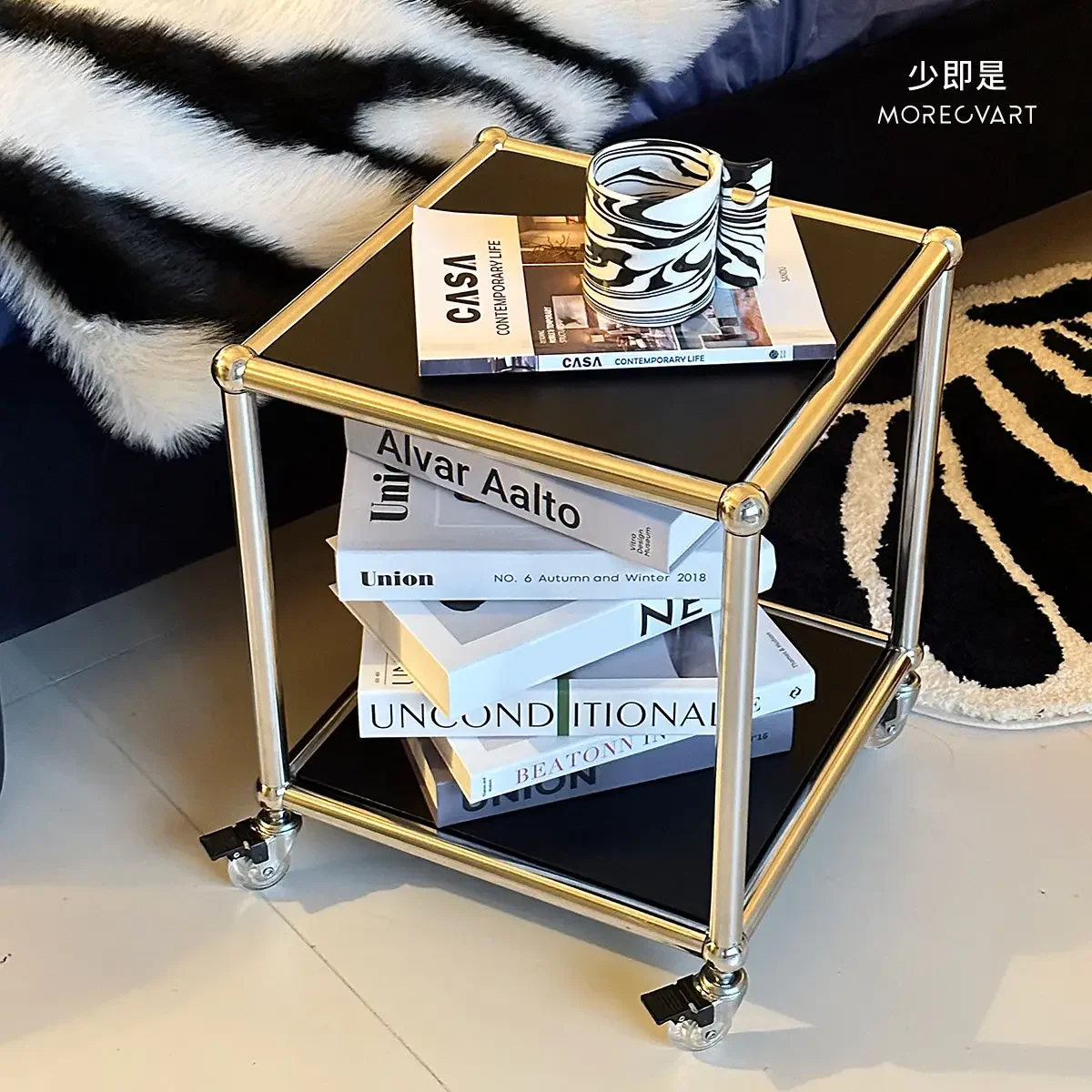 USM Style Stainless Steel Side Table Modular Coffee Table Industrial Style Bedside