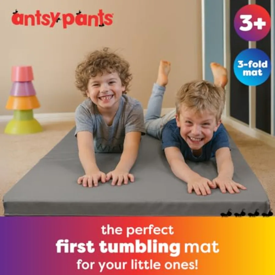 Tumbling Mat for Gymnastics Mat for Home Use PVC Surface Blue Easy to Clean Sturdy Foldable Padded Lightweight Portable