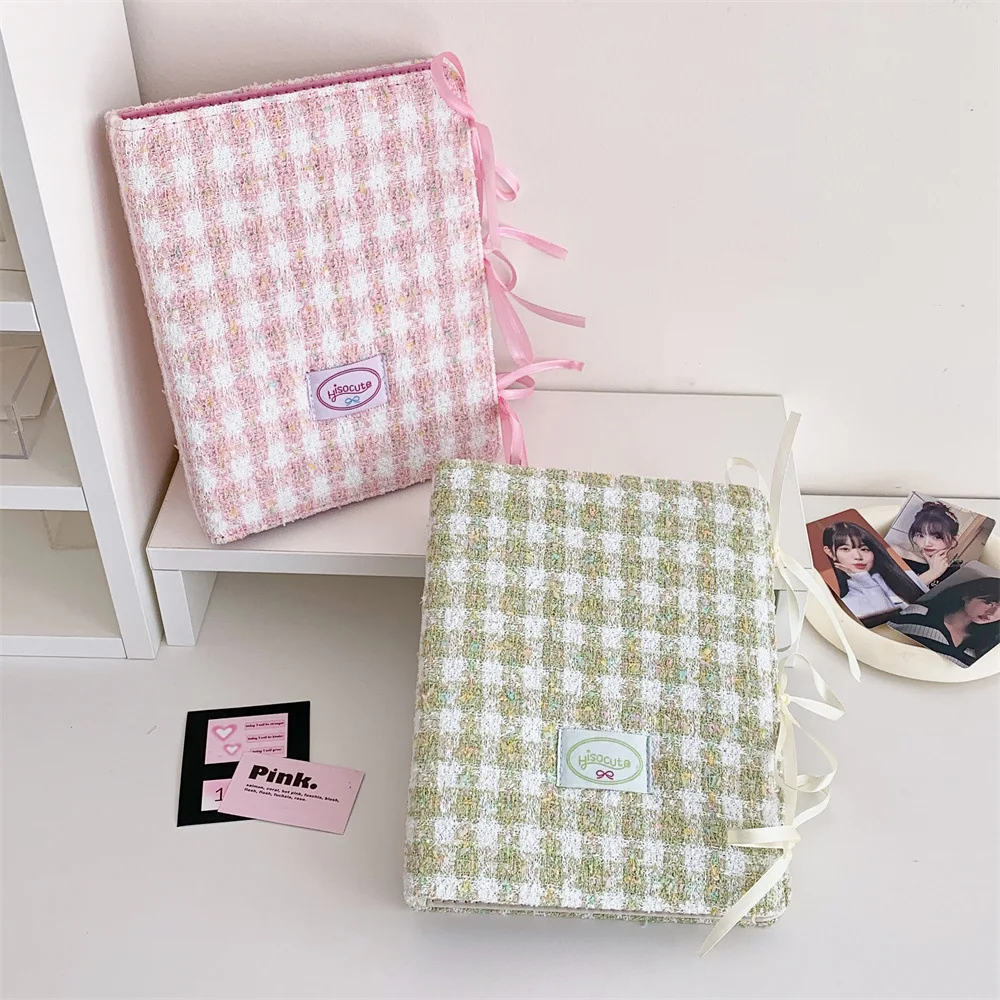 A5 Plaid Cloth Binder Photos Cards Stickers Photocard Binder Book Instax Mini Scrapbooking Scrap Book Album