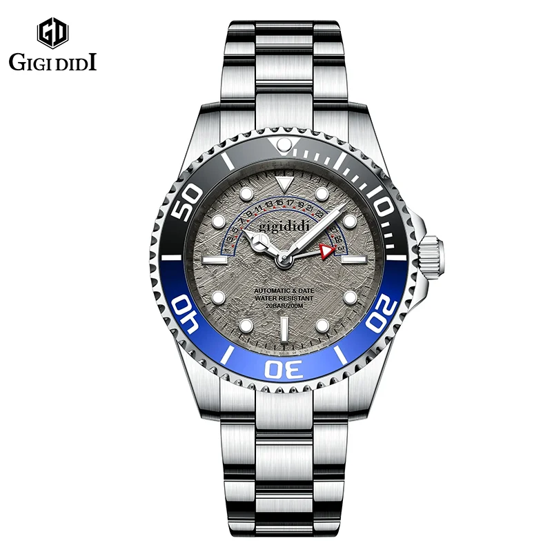 gigididi Men Mechanical Watch 20Bar Sapphire Crystal Dive Wristwatch Clock Seagull ST17 Automatic Watch for Men reloj hombre