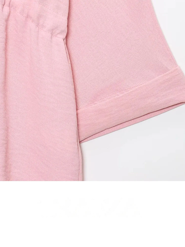 HH-Conjunto de pantalones para mujer, cinturón de cuerda con solapa a la moda, camisa decorativa de un solo pecho, Top + conjunto de pantalones de pierna ancha informales con cintura elástica