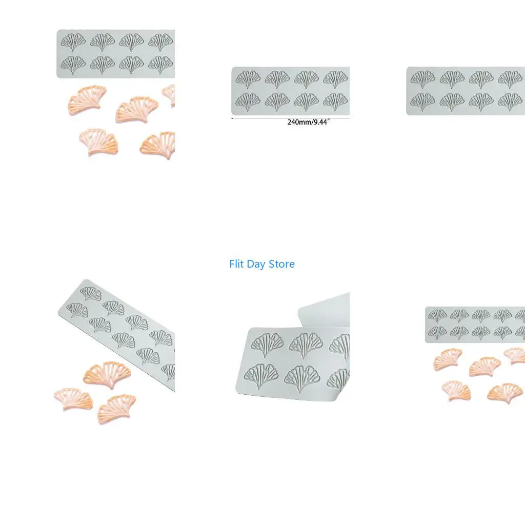 F92C 10 Cavity Hollow Ginkgo Lace Mat Chocolate Candy Silicone Mold Durable