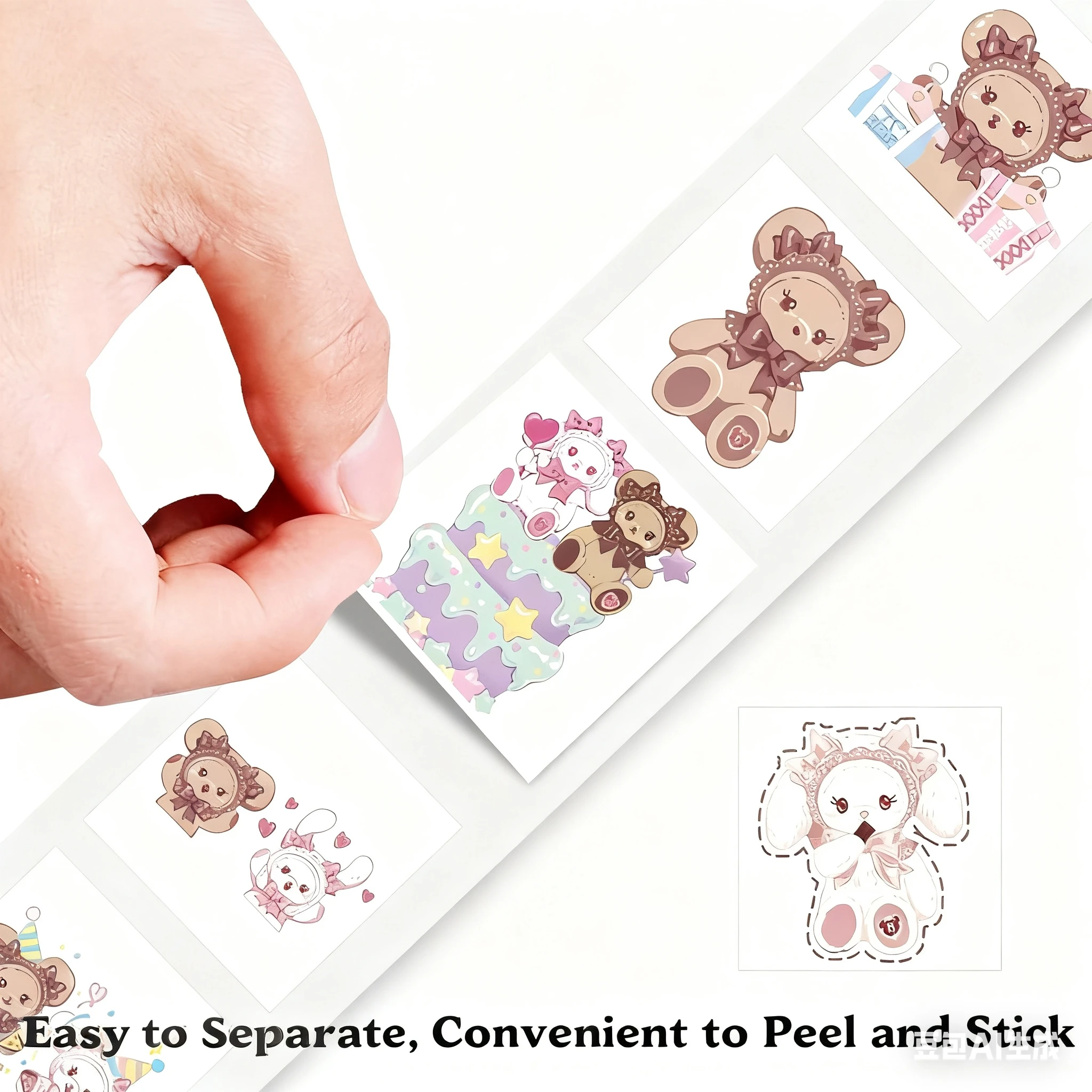 Novo estilo limitado: adesivos super fofos lo círculo coelho urso rolo, urso criativo ins decoração scrapbook diy copo de água sticke