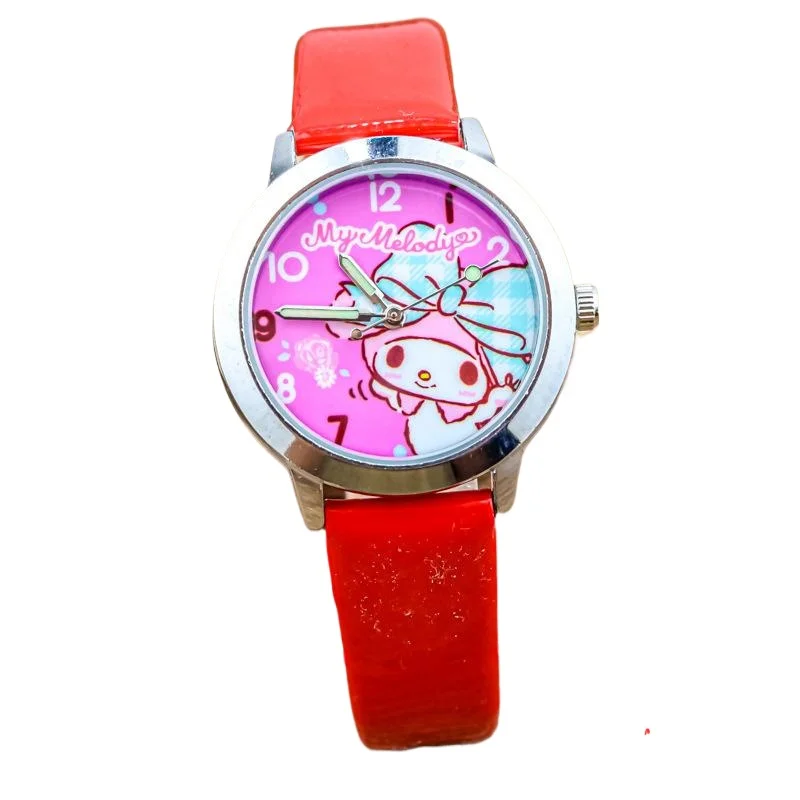 Miniso Anime Cartoon Sanrio Melody Hello Kitty Pachacco Quarzo rotondo Ragazzi Ragazze Studente Orologio Bambini Cintura in pelle Orologio da polso Regali