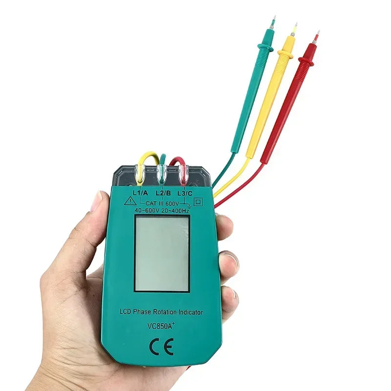 3 Phase Tester Digital Phase Indicator Detector LED Phase Sequence Meter Voltage Tester 40V~600V AC