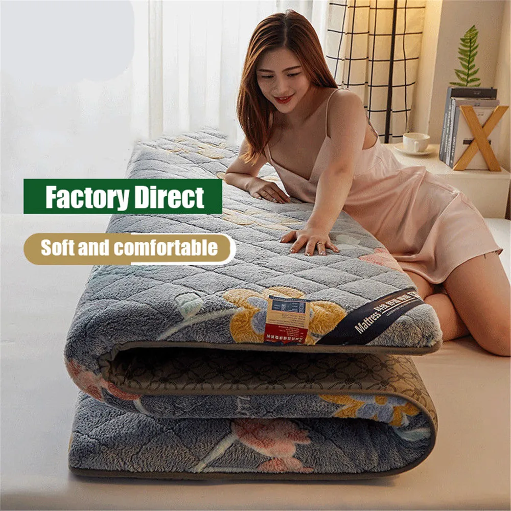 Lamb velvet Mattress Breathable Comfortable Dormitory Bed Mattress Topper Warm Anti-mites Plush Mattress Soft Thick Bedding Mat