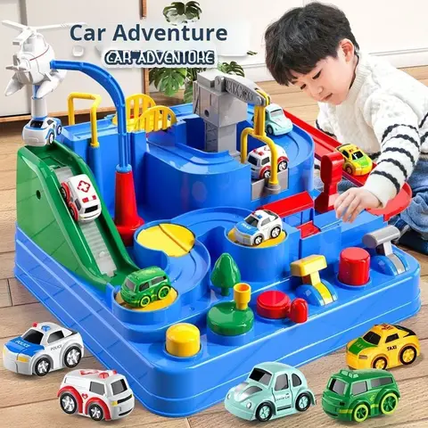 Racing Rail Car Model Educational Toys Children Track Adventure Game Brain Mechanical Interactive Train Animals Space Rocket Toy