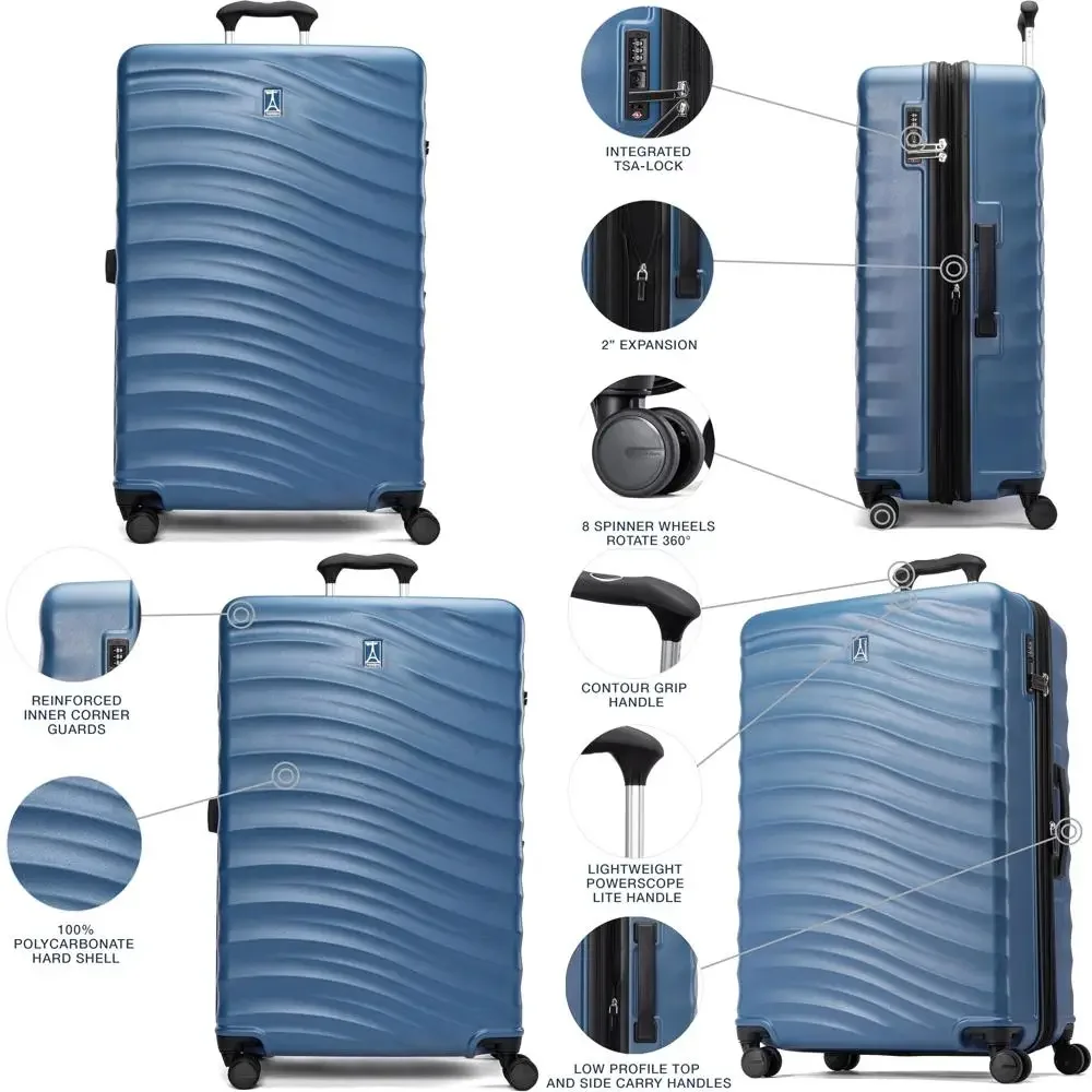 Leichter, erweiterbarer Hartschalen-Spinner-Koffer mit 8-Rollen, TSA-Schloss, Ensig-Technologie für sicheres Reisen