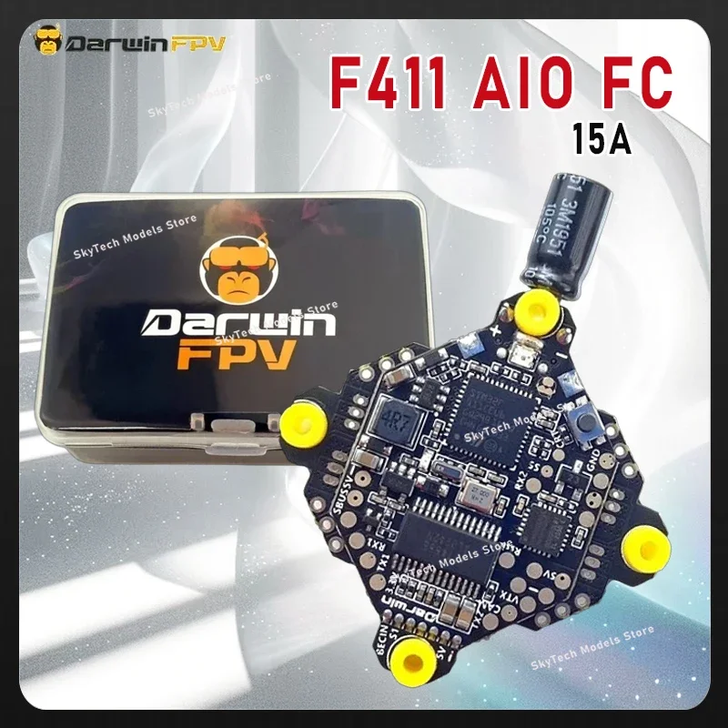 DarwinFPV F411 AIO Flight Controller - Betaflight 15A BL_S 4In1 ESC OSD BEC 1-3S for RC FPV Racing Whoop