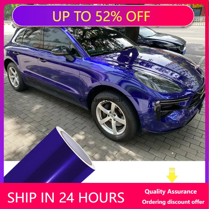 Gloss Metallic Royal Blue Car Wrap Film Auto Plastic  Auto Plastic Assurance Air passage pattern Stickers Covering Foil