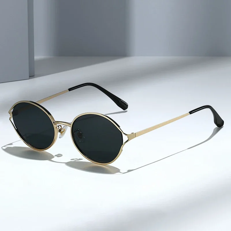 JNPCXI New Retro Round Metal Men Sunglasses Fashion Clear Gradient Punk Women Sun Glasses Shades UV400