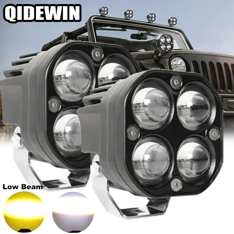 

12D 3 inch Motorcycle LED Work Light White Amber Spotlight Fog Light for Offroad 4x4 Tractor Jeep 12V 24V Car Headlight