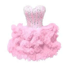 BM Short Ball Gown Homecoming Dresses 2025 Mini Crystals Sweetheart Lace-up Plus Size Prom Graduation Gowns HC04