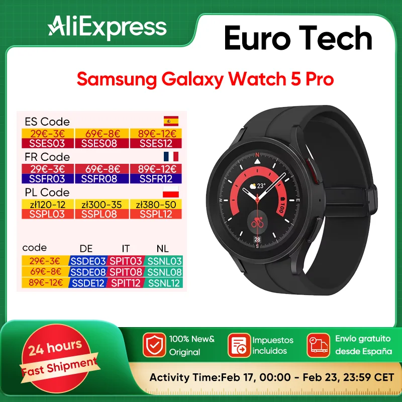 Samsung Galaxy Watch 5 Pro R920 Smatrwatch 1.4'' AMOLED Display Bluetooth 5.2 WiFi GPS  IP68 Andriod No USB connection Watch