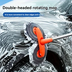 Dual Head Car Wash Mop Cleaning Brush Telescoping Long Handle Chenille Cleaning Mop Retractable Wash Brush Car Cleaning Tools