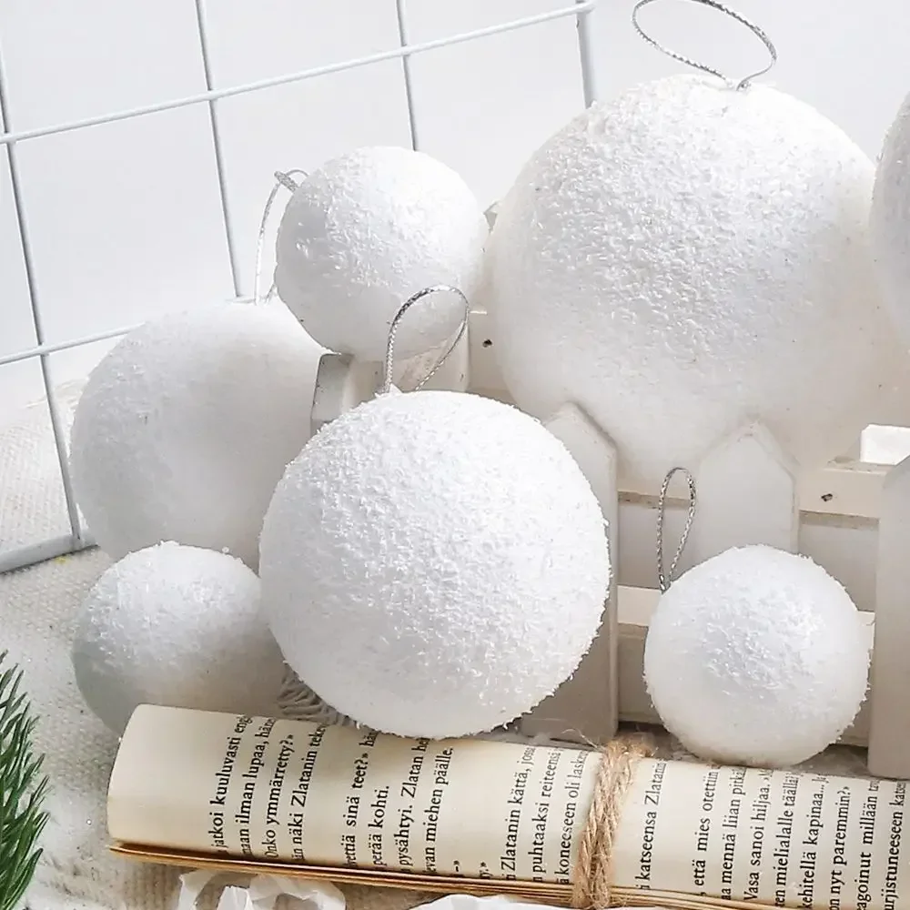 Christmas Snowballs White Foam Christmas Balls Ornaments for DIY Xmas Tree Hanging Pendant Ball New Year Party Home Decoration