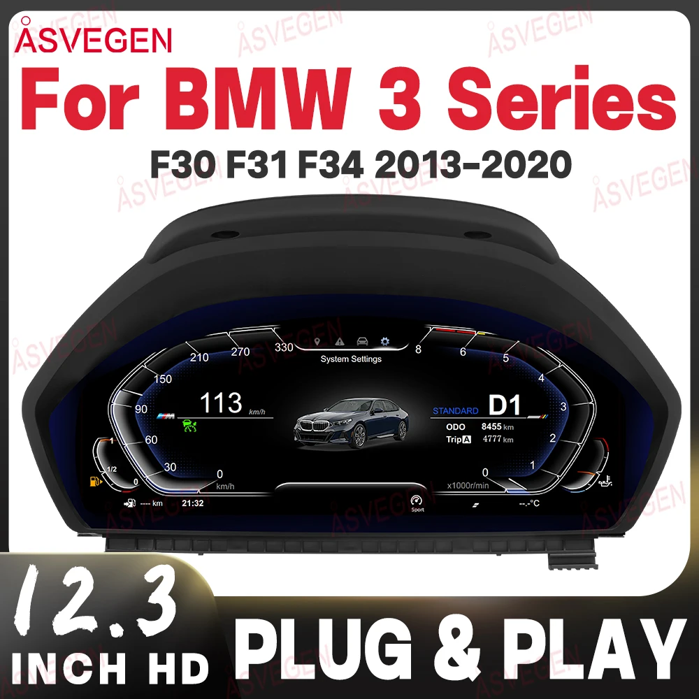 

12.3" Digital Dashboard For BMW 3 Series F30 F31 F34 2013-2020 1920*720 Linux LCD Instrument Cluster Virtual Cockpit Speedometer