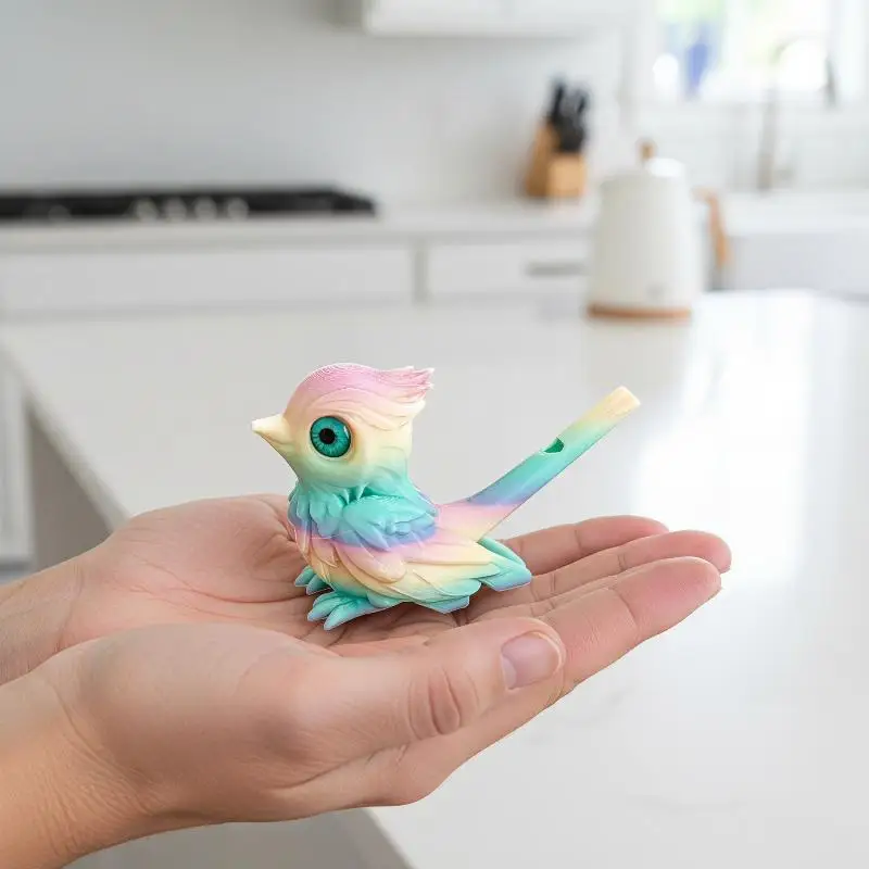Novelty 3D Printed Bird Sound Whistle Gradient Simulation Bird Figurine for Outdoor Travel Kids Collectible Gift