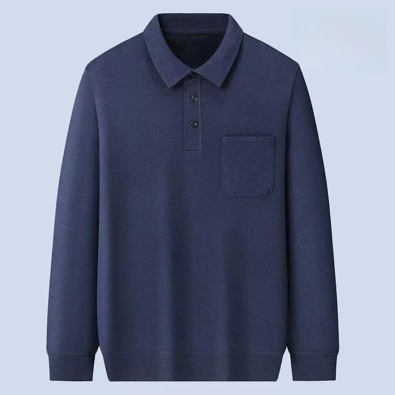 

Thiened Fce Busin Men's T-irt Dad Clothes Knitted Base Layer irt Collared Sweater Autumn Winter Warm Outerwear