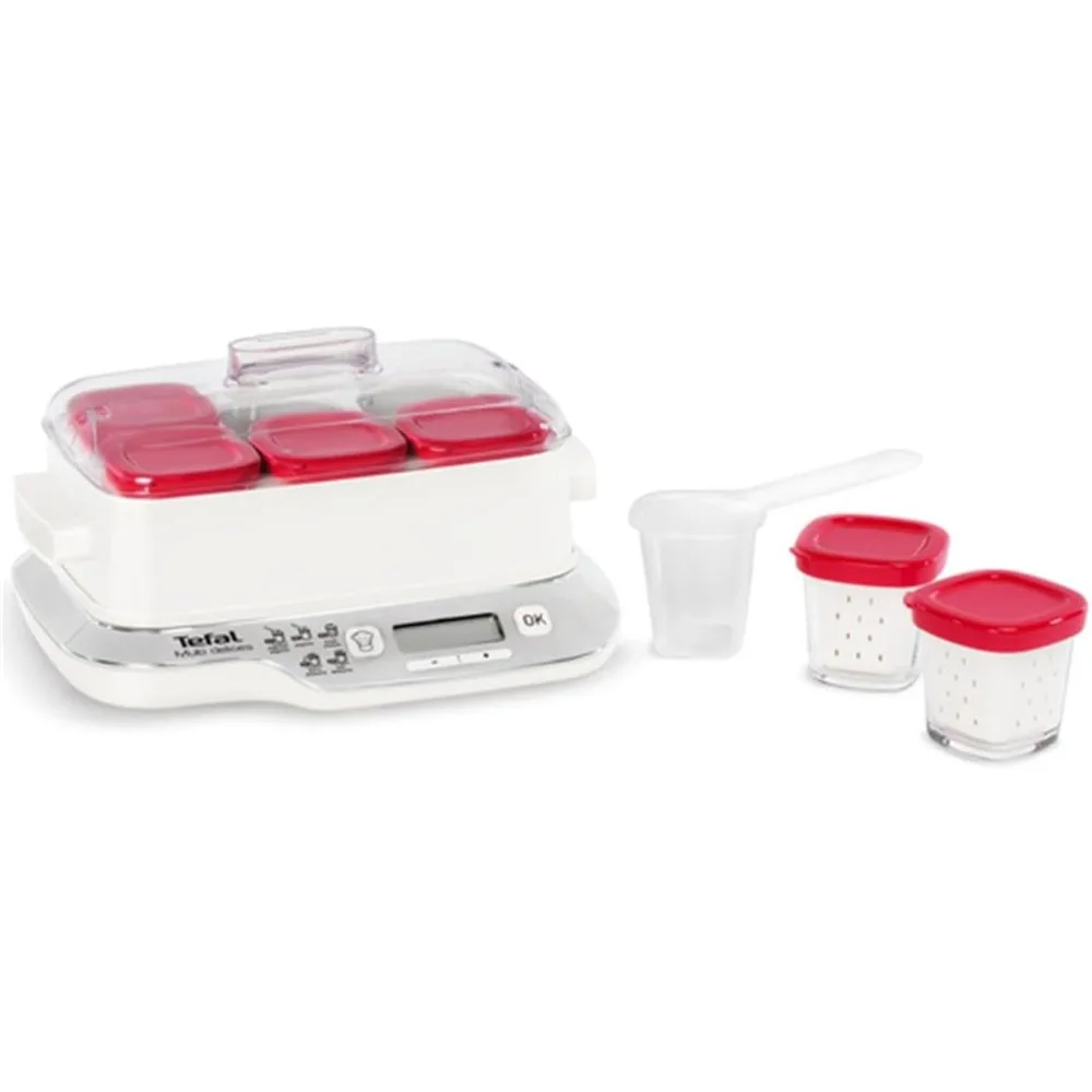 multidelices express yg660132 - yogurtera eléctrica con 5 programas y función exprés de 4 horas, incluye 6 vasos yogurtera con