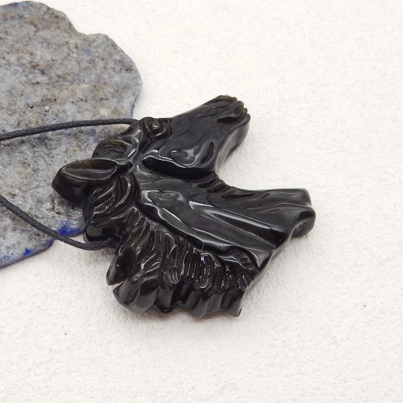 Полудрагоценные натуральные камни, золотой обсидиан, резная искусственная бусина 42x39x9 мм, 21 г, модные ювелирные украшения, аксессуары для ожерелья