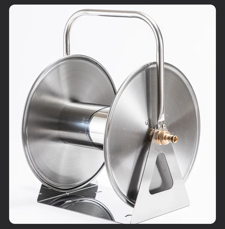 Meclube 1/2 Inch 40 Meters Durable Stainless Steel Hose Reel For Greenhouse And Garden Irrigation With One Year Warranty